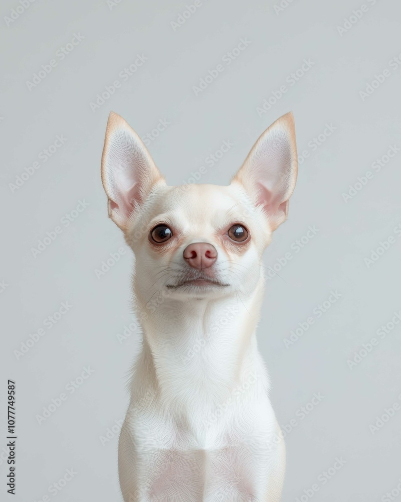 Chihuahua Close-Up Portrait with Alert Expression and Large Ears, Ideal for Pet Lovers and Small Dog Enthusiasts
Chihuahua Close-Up Portrait with Alert Expression and Large Ears, Ideal for Pet Lovers and Small Dog Enthusiasts