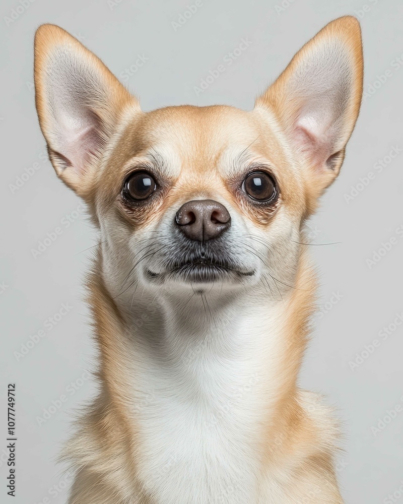 Chihuahua Close-Up Portrait with Alert Expression and Large Ears, Ideal for Pet Lovers and Small Dog Enthusiasts
Chihuahua Close-Up Portrait with Alert Expression and Large Ears, Ideal for Pet Lovers and Small Dog Enthusiasts