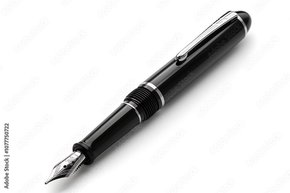 Stylish black fountain pen isolated on white background Stylish black fountain pen isolated on white background