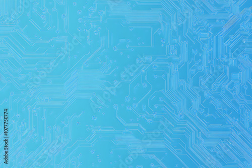 Close-up of a glowing neon circuit board pattern, showcasing intricate lines and electronic pathways in a vibrant blue hue 