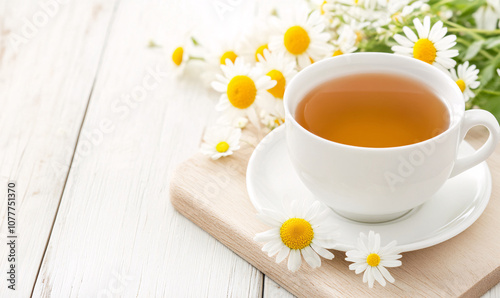 chamomile herbal tea and chamomile flowers-generative ai