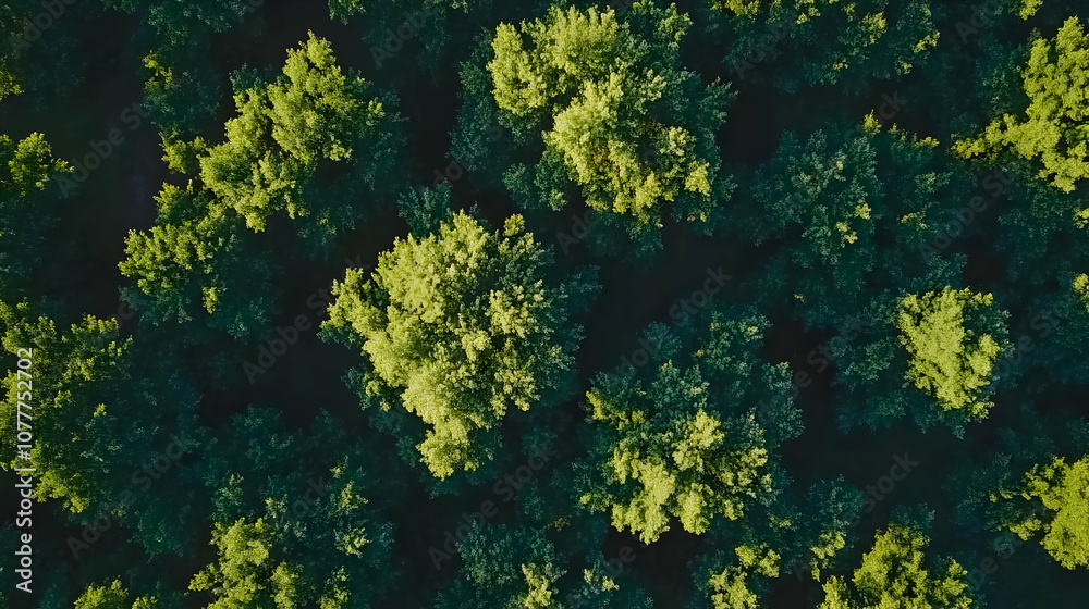 Aerial View of Lush Green Trees in a Forest Photo Aerial View of Lush Green Trees in a Forest Photo