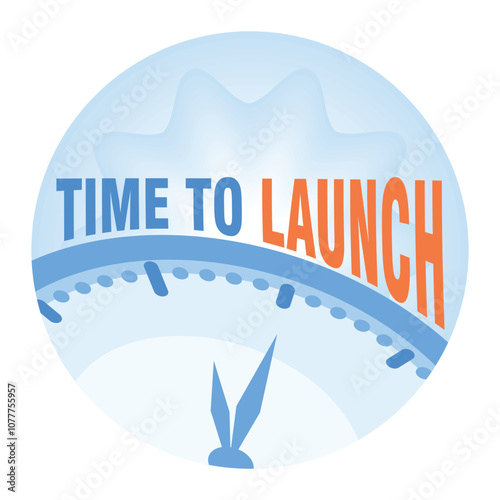 Starting a new business with time management. Strategy for achieving success. Time to launch concept. Flat vector illustration.