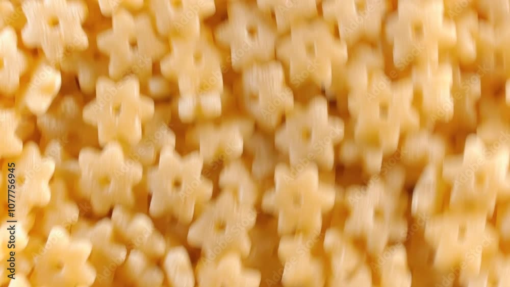 Uncooked Stelline Pasta: A Culinary Canvas of Stelle Macaroni, Creating a Lively and Textured Background for Gourmet Cooking - Top View, Rotating. Turning Dry Pasta. Raw Macaroni - Side Rotation Uncooked Stelline Pasta: A Culinary Canvas of Stelle Macaroni, Creating a Lively and Textured Background for Gourmet Cooking - Top View, Rotating. Turning Dry Pasta. Raw Macaroni - Side Rotation