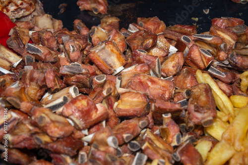 Smoked pork ribs and fried on low heat photo