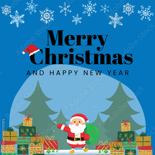 Merry Christmas and Happy New Year festive design 