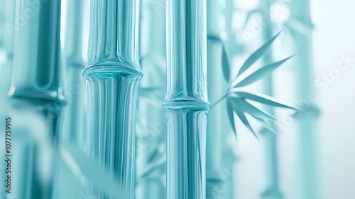 Fototapeta Naklejka Na Ścianę i Meble -  digital technology green glass 3d bamboo forest poster background