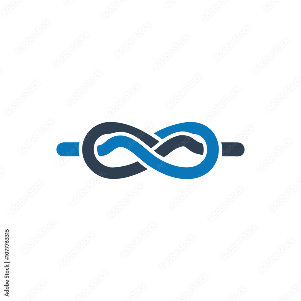 Rope tied into a bowline knot icon Rope tied into a bowline knot icon