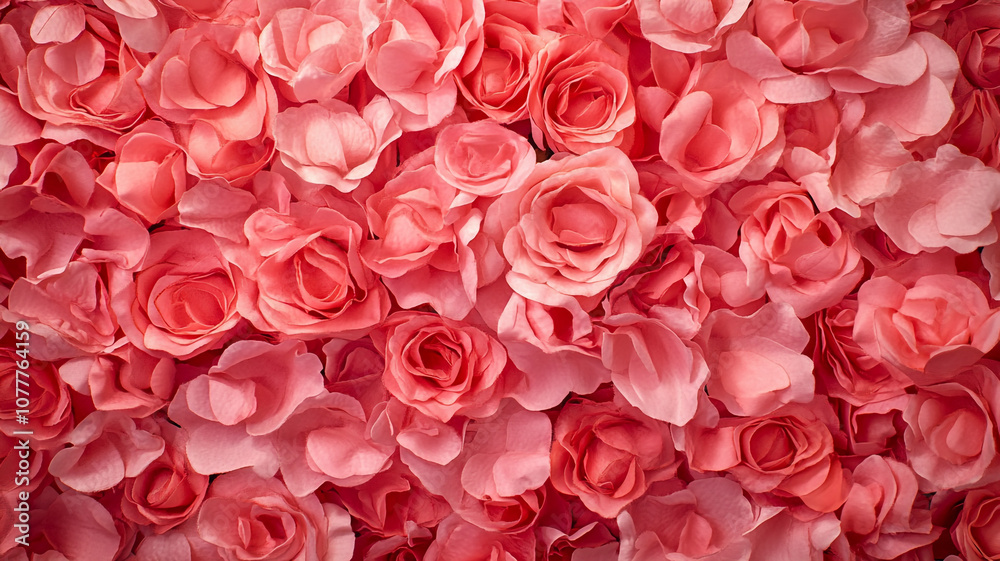 Bright pink and red paper roses arranged beautifully for a romantic Valentine's Day decoration Bright pink and red paper roses arranged beautifully for a romantic Valentine's Day decoration