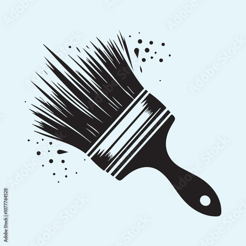 Construction paint brush vector illustration, Construction paint brush silhouette vector icon black and white