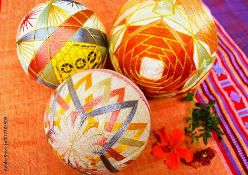 Temari balls, folk art form and Japanese craft photo