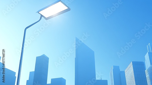 Solar Powered Street Lights in Modern Cityscape