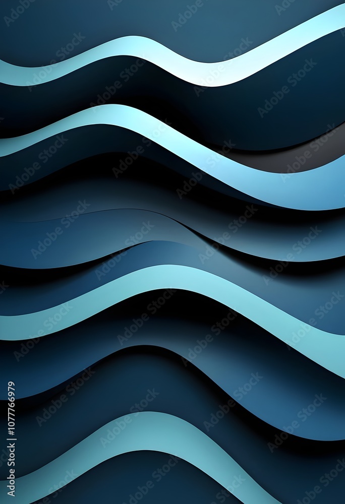 Obraz premium Abstract Blue Wave Pattern Digital Art. Generated AI