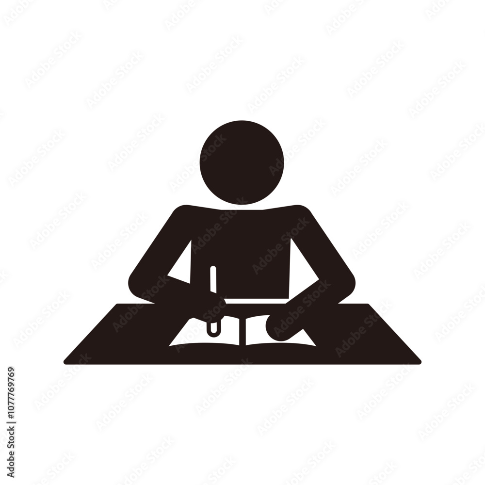 勉強する人のピクトグラムアイコン 勉強する人のピクトグラムアイコン