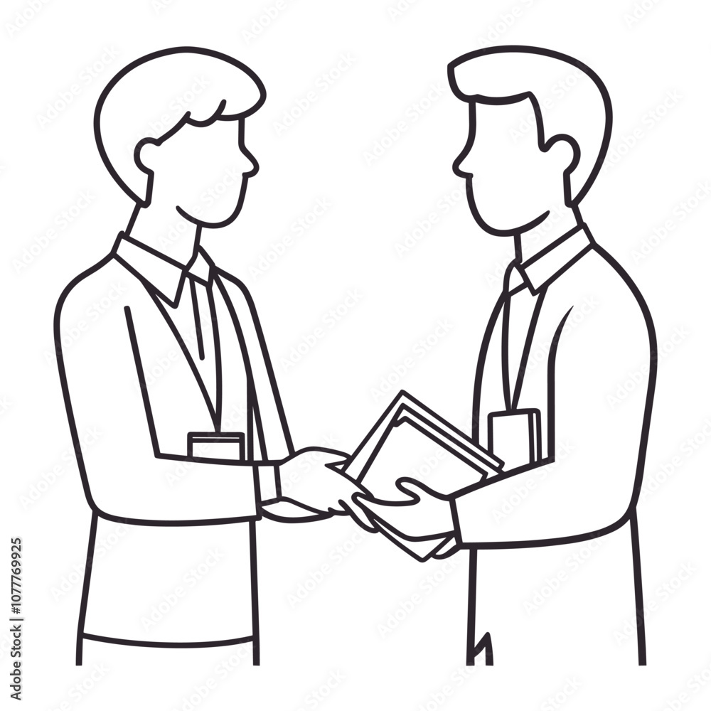 Business Partners Shaking Hands - Professional Outline Drawing Business Partners Shaking Hands - Professional Outline Drawing
