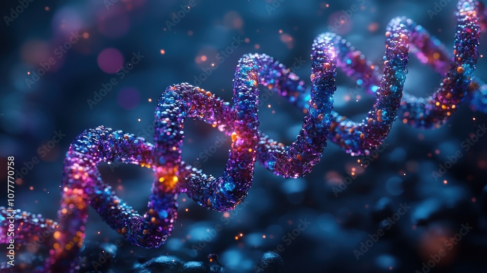 Colorful DNA helix representation in a scientific context. Colorful DNA helix representation in a scientific context.
