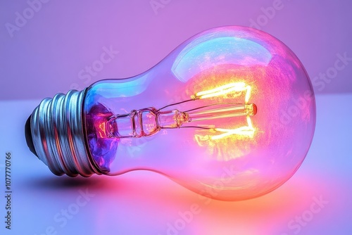 a visually striking colorful glowing light bulb symbolizes creativity and brainstorming isolated against a clean white background capturing the essence of bright ideas