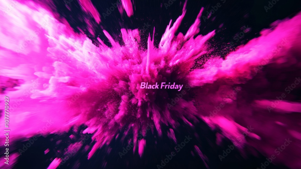 Explosion of vibrant pink powder with black Explosion of vibrant pink powder with black