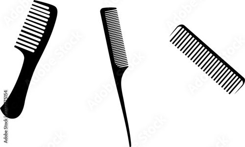 combs silhouette, on white background, isolated, vector