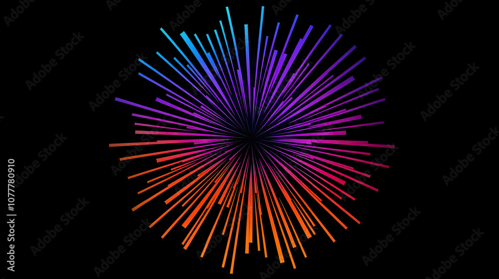 Vibrant Abstract Burst of Colorful Lines Radiating from a Central Point Creating a Dynamic Visual Effect Against a Black Background Vibrant Abstract Burst of Colorful Lines Radiating from a Central Point Creating a Dynamic Visual Effect Against a Black Background