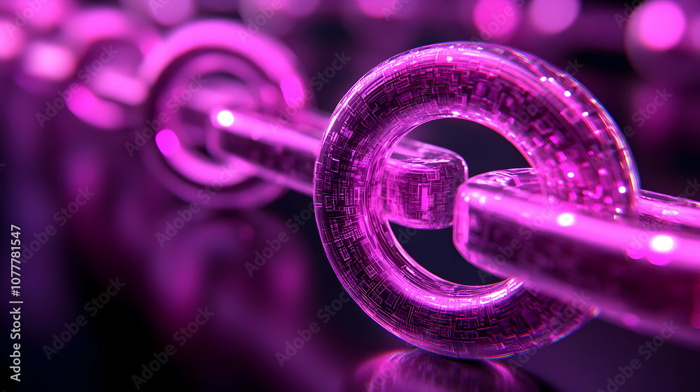 Purple Glowing Chain Link 3D Illustration Purple Glowing Chain Link 3D Illustration
