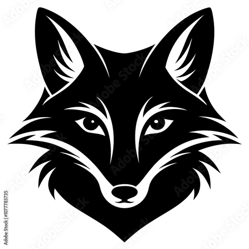 Fox head vector silhouette art illustration