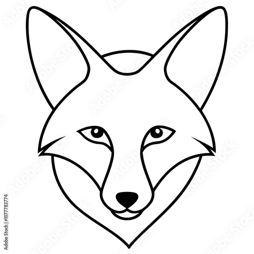 Fox head vector line art illustration