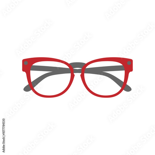 Classic prescription eyeglasses icon red and gray