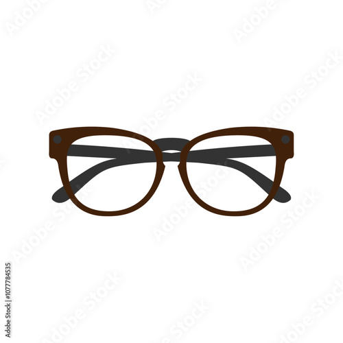 Classic prescription eyeglasses icon brown and red
