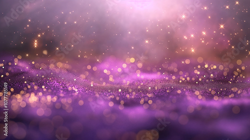 abstract purple background with gold sparkle. cosmic space backgorund