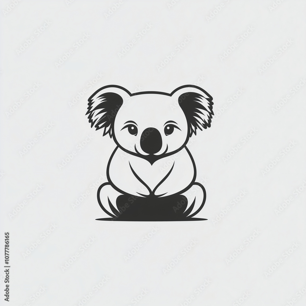 Fototapeta premium Adorable Koala Line Art Illustration - Cute Cartoon Animal Vector from Australia