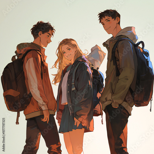 男女の学生グループ