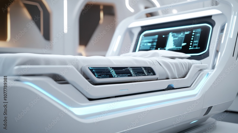 Futuristic Hospital Bed with Digital Display Futuristic Hospital Bed with Digital Display