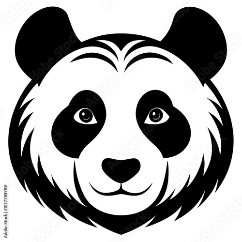 Panda head vector silhouette art illustration