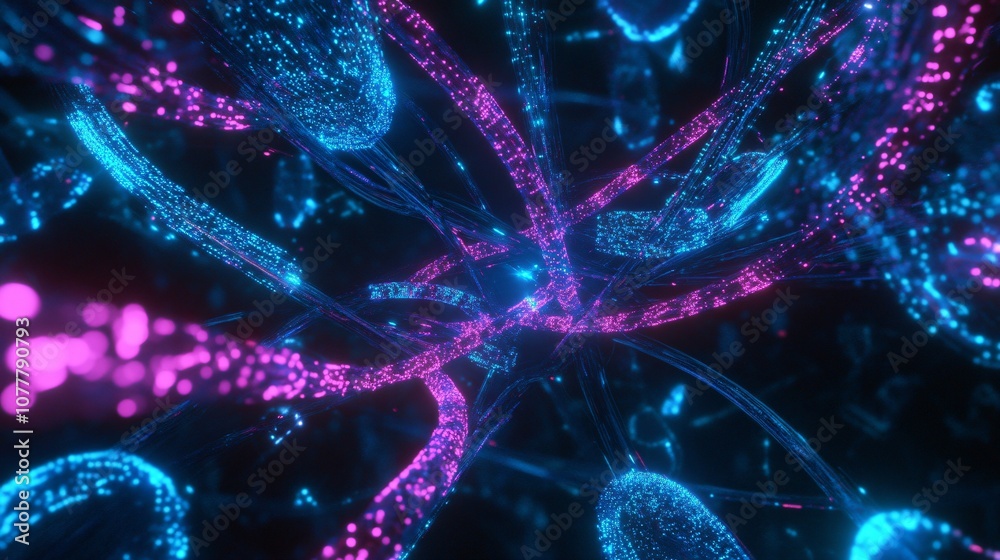 Abstract Neon Glowing Lines and Particles Abstract Neon Glowing Lines and Particles