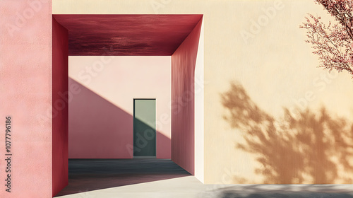 Modern Red & Beige Doorway Architecture