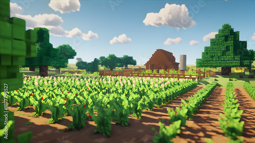 Green Vineyard with Thatched Huts