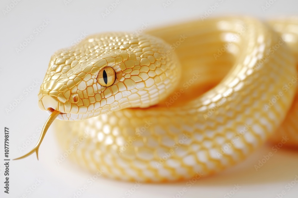 Naklejka premium Golden Snake with an Eye Focused on the Viewer