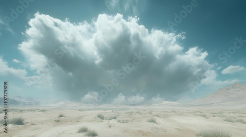 Dramatic Cloud Formation Over Desert Landscape - 3D Illustration