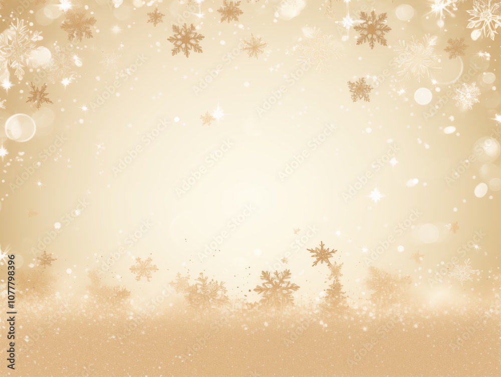 A neutral beige Christmas background with golden ornament A neutral beige Christmas background with golden ornament