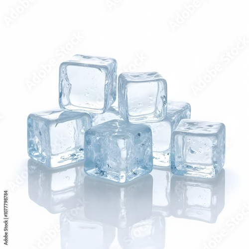 Set of ice cubes, isolated on white