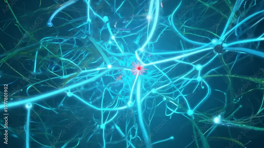 Neurons Sending Signals in Brain Animation Generative AI