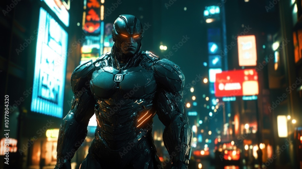 Cyberpunk Cyborg in Neon City Cyberpunk Cyborg in Neon City