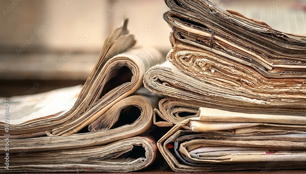 Pile of old newspapers, selective focus Pile of old newspapers, selective focus