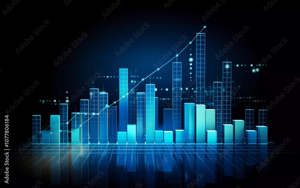 A digital graph displaying data trends with bars and a line, symbolizing growth and analysis. A digital graph displaying data trends with bars and a line, symbolizing growth and analysis.