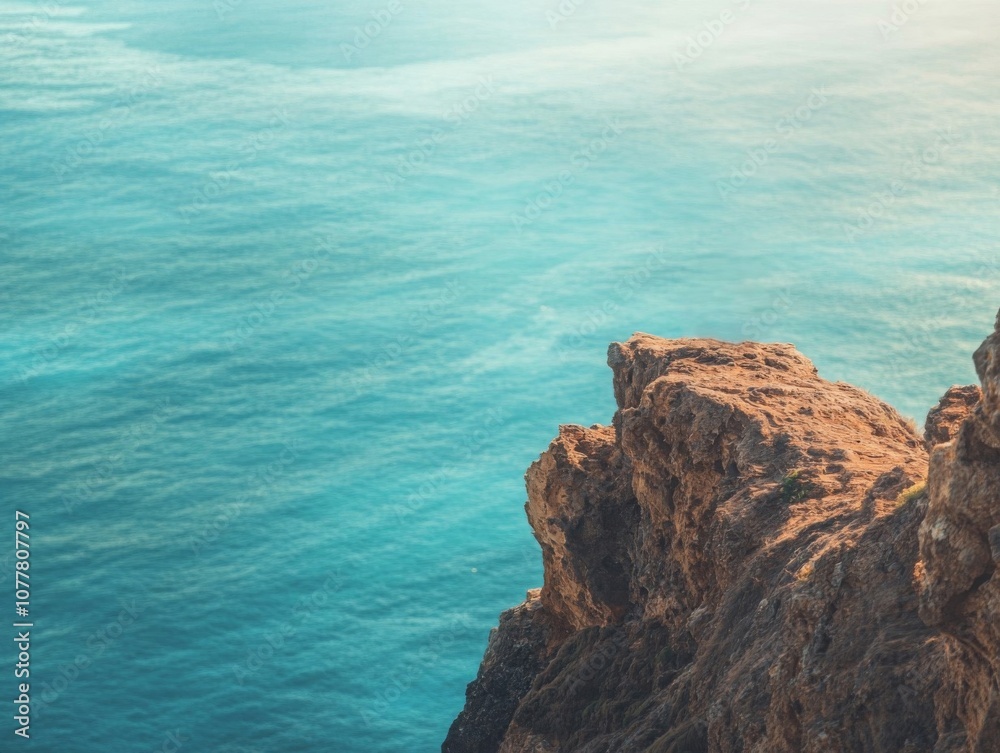 Rocky Cliff Overlooking Expansive Turquoise Ocean Rocky Cliff Overlooking Expansive Turquoise Ocean