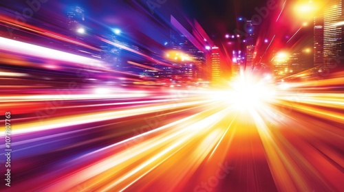 A vibrant  abstract depiction of city lights and motion  conveying speed and energy.