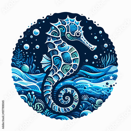 Illustration of a cartoon sea horse photo