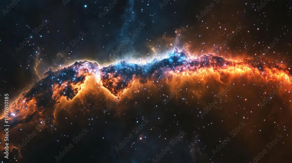 Naklejka premium Colorful nebula in space with bright stars