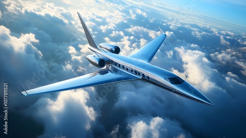 A Sleek Private Jet Soaring Above a Sea of Clouds